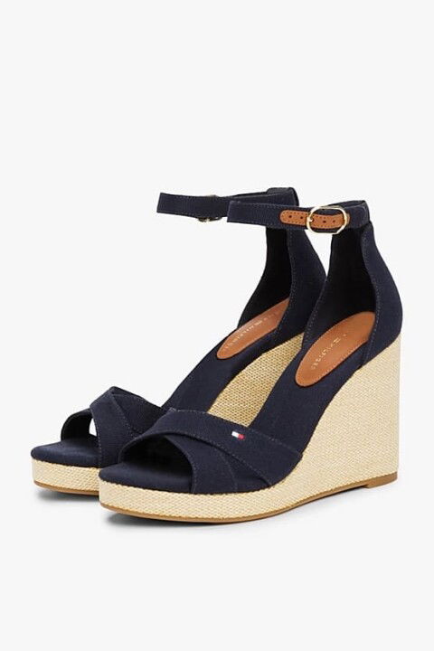Kadın Th Canvas Espadrille Yüksek Topuk Sandalet - Lacivert - Tommy Hilfiger