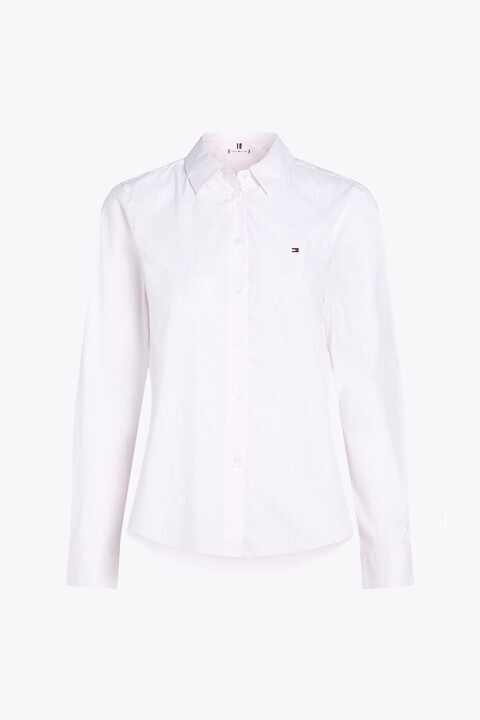 Kadın Th Çizgili Regular Fit Gömlek - Beyaz - Tommy Hilfiger