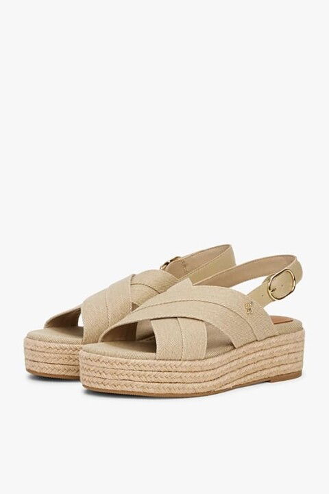 Kadın Th Denim Platform Topuklu Espadril Sandalet - Bej - Tommy Hilfiger
