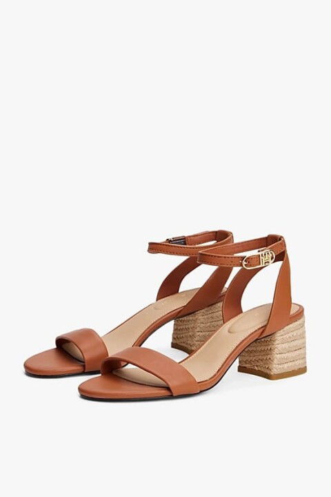 Kadın Th Deri Espadrille Topuklu Sandalet - Kahverengi - Tommy Hilfiger