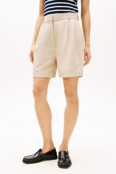 Kadın Th Linen Mix Şort - Bej - Tommy Hilfiger