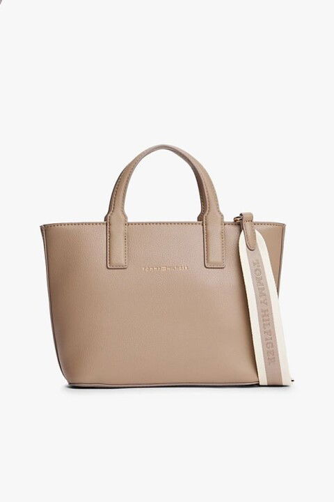 Kadın TH Logotape Mini Tote El Çanta - Açık Kahverengi - Tommy Hilfiger