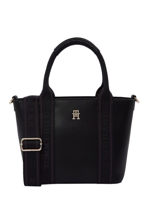 Kadın Th Logotape Mini Tote Omuz Çantası - Siyah - Tommy Hilfiger