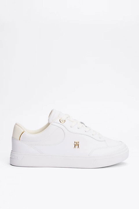 Kadın Th Monogram Deri Court Spor Ayakkabı - Beyaz - Tommy Hilfiger
