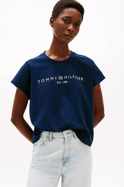 Kadın Th Relaxed Kısa Kollu T-Shirt - Lacivert - Tommy Hilfiger