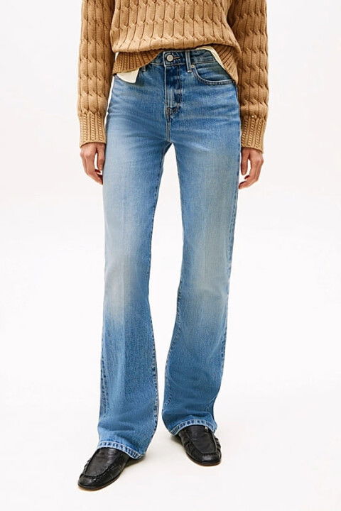 Kadın Th Solmuş Orta Bel Bootcut Jeans - Mavi - Tommy Hilfiger