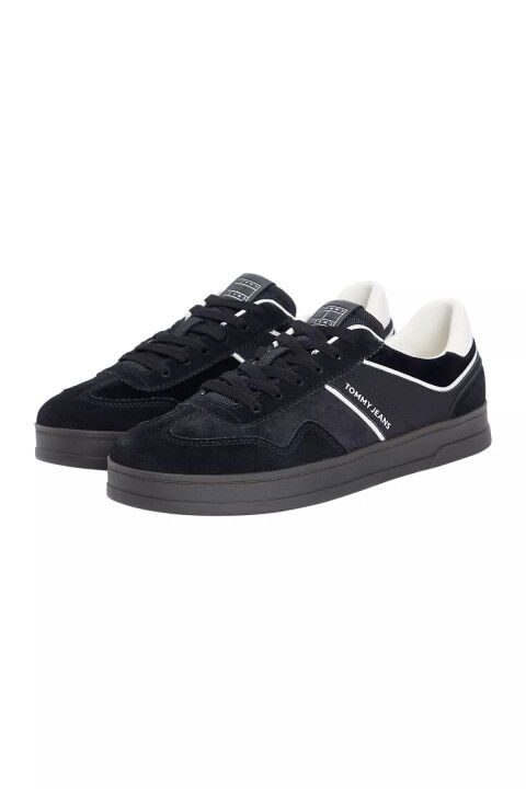 Kadın The Greenwich Kontrast Detaylı Süet Kort Sneaker - Siyah - Tommy Hilfiger