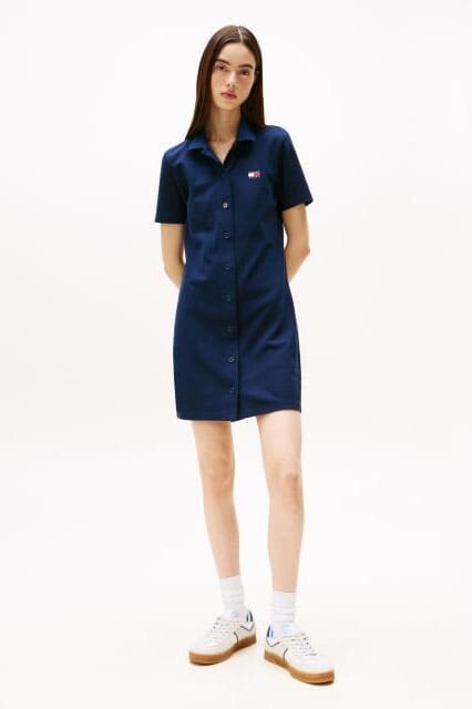 Kadın Tjw Badge Pique Polo Elbise - Lacivert - Tommy Hilfiger
