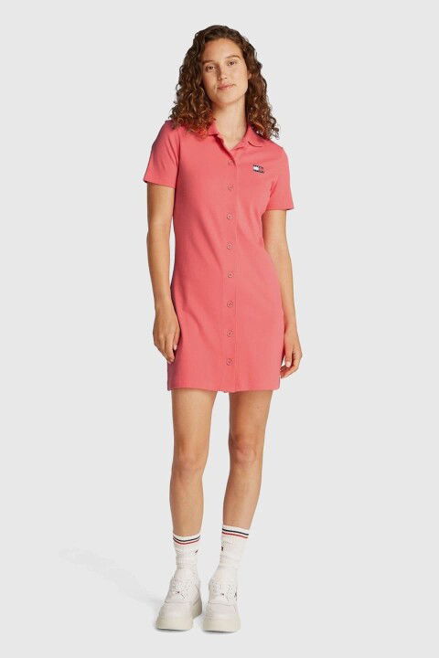 Kadın Tjw Badge Pique Polo Elbise - Pembe - Tommy Hilfiger