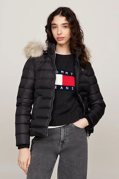Kadın Tjw Basic Kapüşonlu Dolgulu Mont - Siyah - Tommy Hilfiger