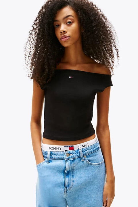 Kadın Tjw Boat Neck T-Shirt - Siyah - Tommy Hilfiger