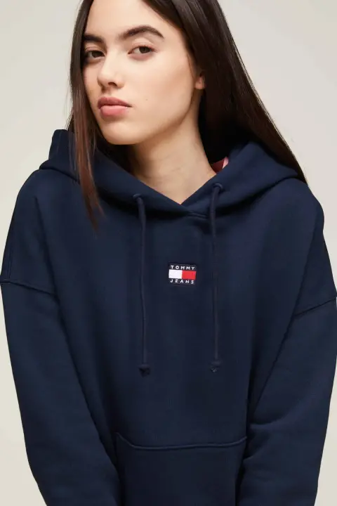 Kadın TJW BXY Logolu Kapüşonlu Sweatshirt - Lacivert - 4