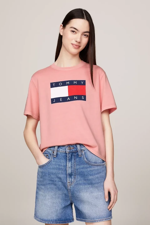 Kadın TJW BXY TOMMY FLAG TEE EXT T-Shirt-Pembe - 2