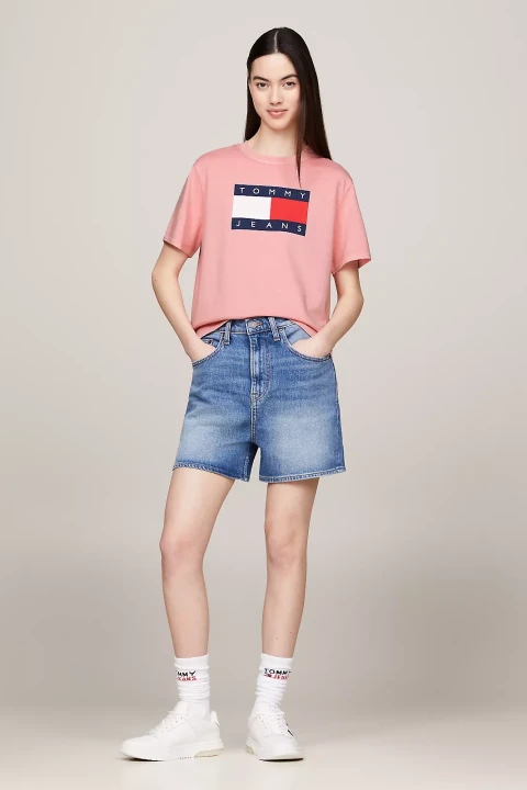 Kadın TJW BXY TOMMY FLAG TEE EXT T-Shirt-Pembe - 3