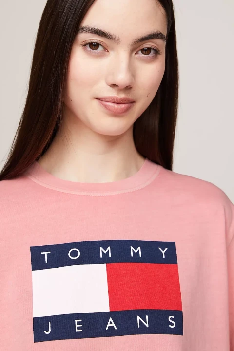 Kadın TJW BXY TOMMY FLAG TEE EXT T-Shirt-Pembe - 4