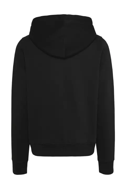 Kadın TJW Reg Linear Kapüşonlu Sweatshirt - Siyah - 2