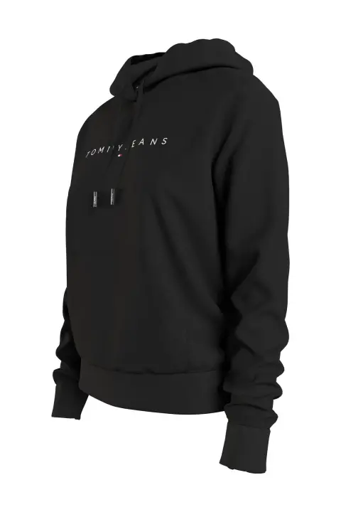 Kadın TJW Reg Linear Kapüşonlu Sweatshirt - Siyah - 4