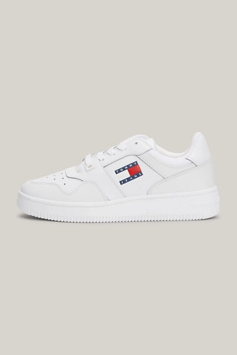 Kadın Tjw Retro Kalın Tabanlı Deri Spor Ayakkabı - Beyaz - Tommy Hilfiger