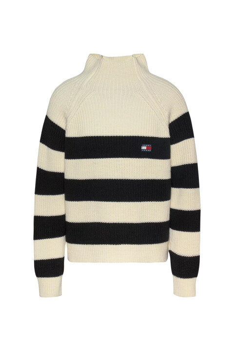 Kadın TJW STRIPE MOCKNCK BADGE Kazak-Beyaz - Tommy Hilfiger