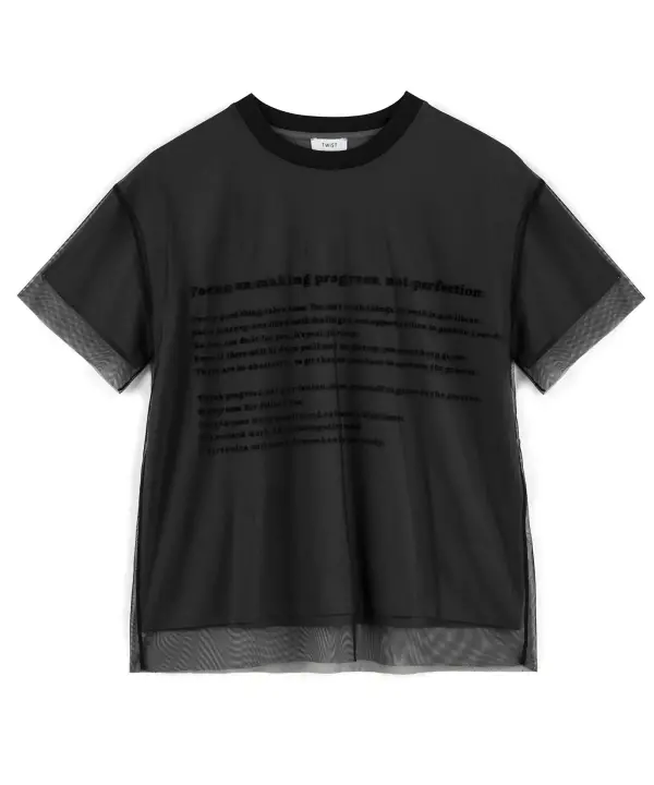 Kadın Tül Mix T-Shirt - Siyah - 6