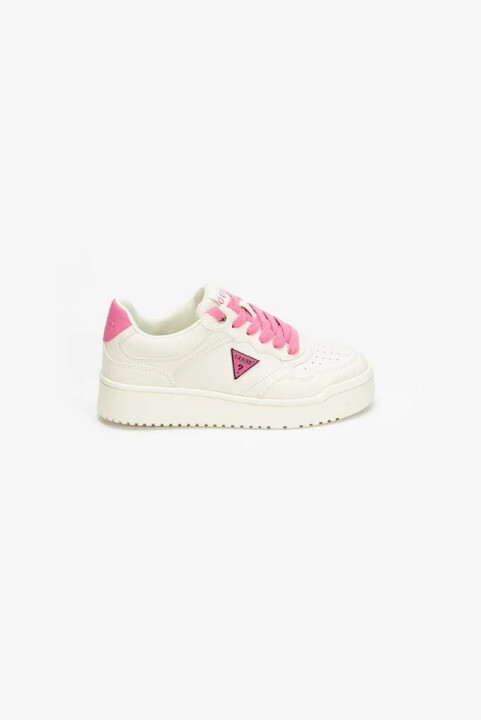 Kadın Üçgen Logolu Sneaker Ayakkabı - Beyaz Pembe - GUESS