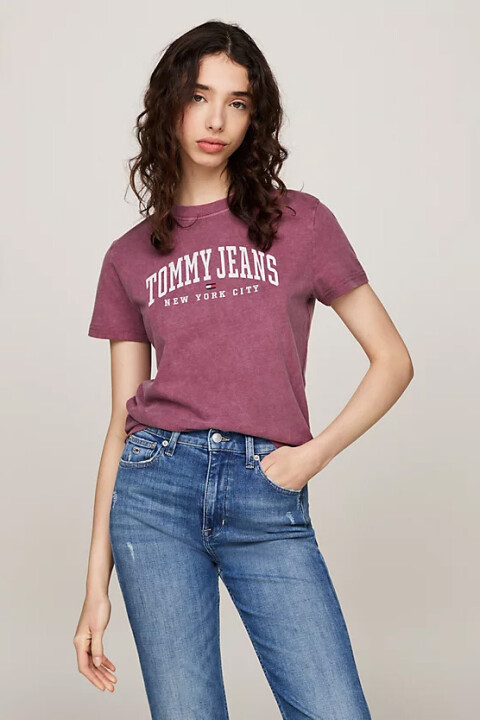 Kadın Varsity Logolu Bisiklet Yaka T-Shirt - Mor - 3