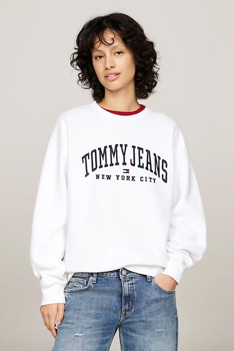 Kadın Varsity Rahat Yuvarlak Yaka Sweatshirt - Beyaz - Tommy Hilfiger