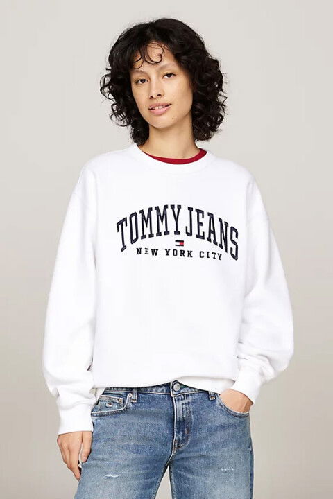 Kadın Varsity Rahat Yuvarlak Yaka Sweatshirt - Beyaz - Tommy Hilfiger