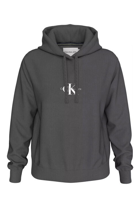 Kadın Washed Monologo Regular Hoodıe Sweatshirt-Koyu Gri - CALVIN KLEIN