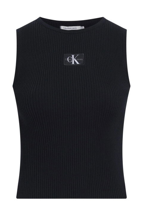 Kadın Woven Label Sweater Tank Top Sweater - Siyah - CALVIN KLEIN