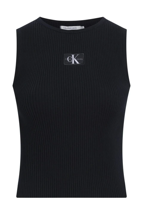 Kadın WOVEN LABEL SWEATER TANK TOP Sweater - Siyah - 1