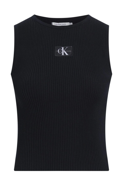 Kadın WOVEN LABEL SWEATER TANK TOP Sweater - Siyah - CALVIN KLEIN