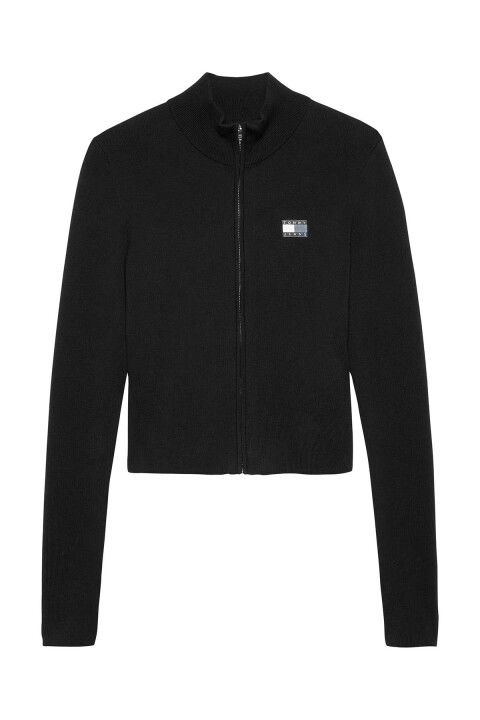 Kadın Yüksek Yaka Fermuarlı Kazak - Siyah - Tommy Hilfiger