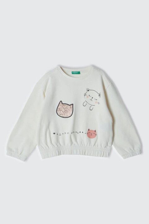 Kız Bebek Sweatshirt - Beyaz - Benetton