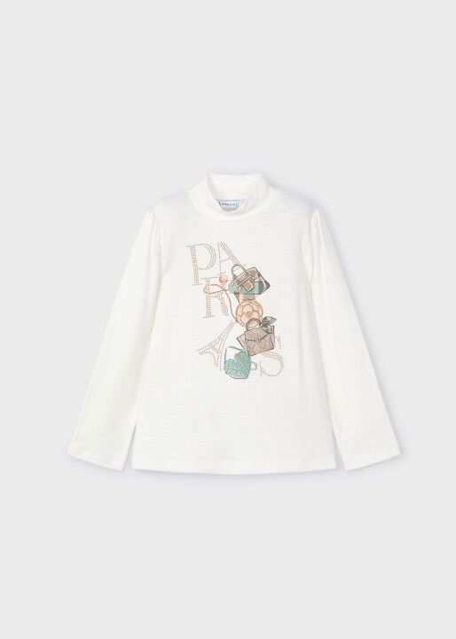Kız Çocuk Balıkçı Yaka T-shirt- Beyaz - Mayoral