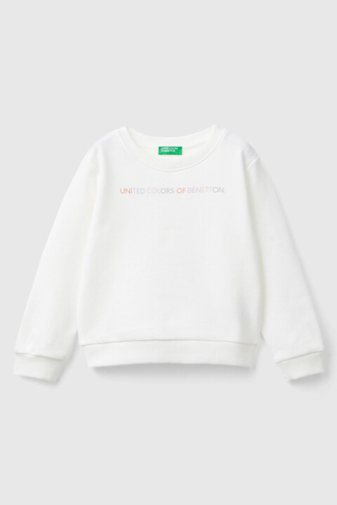 Kız Çocuk Bisiklet Yaka Sweatshirt - Beyaz - Benetton