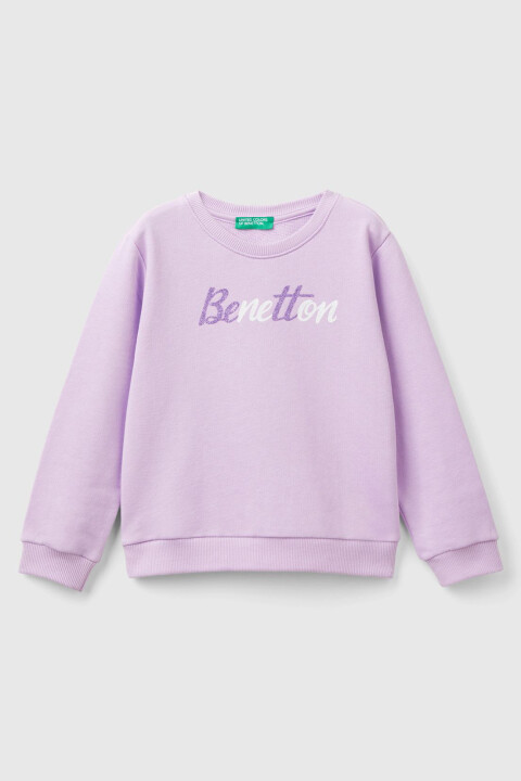 Kız Çocuk Bisiklet Yaka Sweatshirt - Lila - Benetton