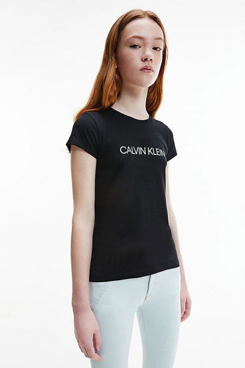 Kız Çocuk Ck İnstitutional Slim T-Shirt - Siyah - Calvin Klein