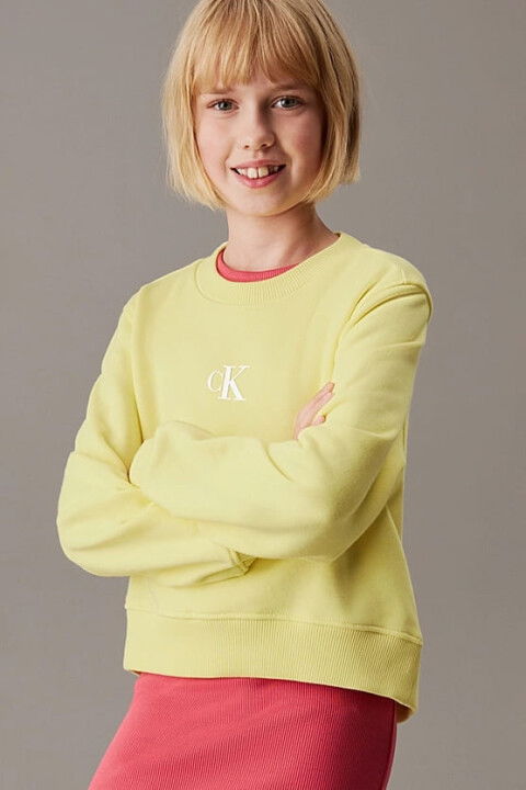 Kız Çocuk Ck Logo Sweatshirt - Sarı - Calvin Klein