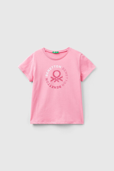 Kız Çocuk Kısa Kollu T-Shirt - Açık Pembe - BENETTON