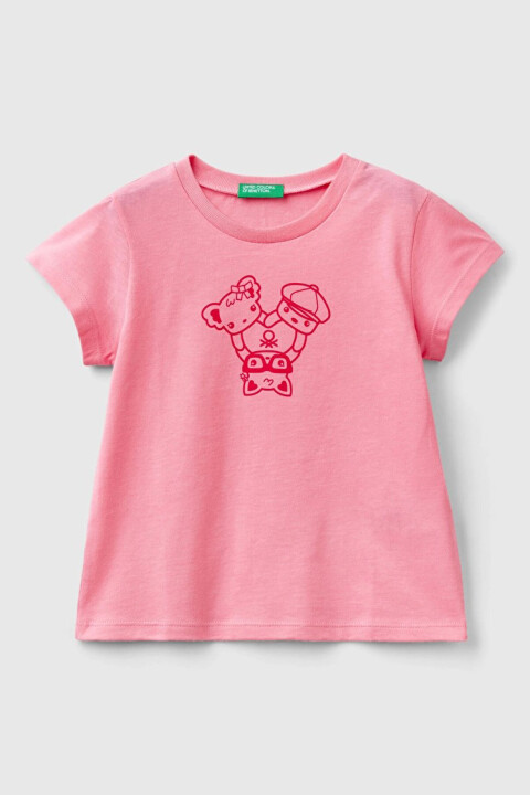 Kız Çocuk Kısa Kollu T-shirt - Açık Pembe - BENETTON