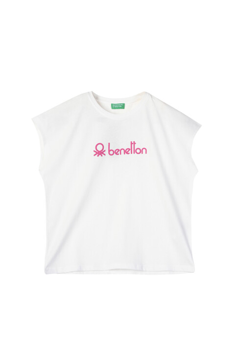 Kız Çocuk Kısa Kollu T-Shirt - Beyaz - BENETTON