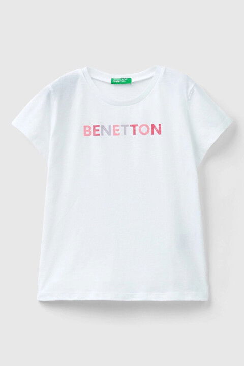 Kız Çocuk Kısa Kollu T-Shirt - Beyaz - BENETTON