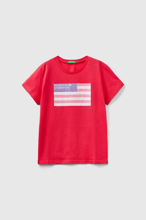 Kız Çocuk Kısa Kollu T-Shirt - Fuşya - BENETTON