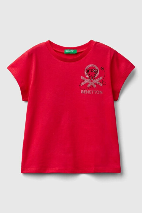 Kız Çocuk Kısa Kollu T-Shirt - Fuşya - BENETTON