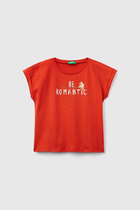 Kız Çocuk Kısa Kollu T-Shirt - Kırmızı - BENETTON