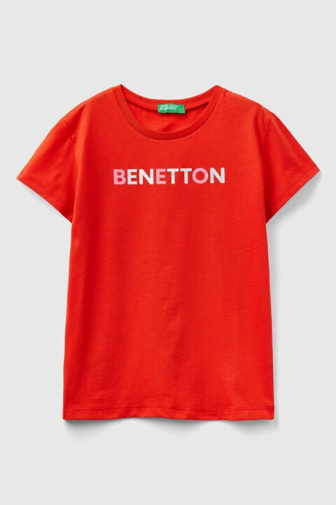 Kız Çocuk Kısa Kollu T-Shirt - Kırmızı - BENETTON