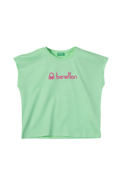 Kız Çocuk Kısa Kollu T-Shirt - Mint Yeşili - BENETTON