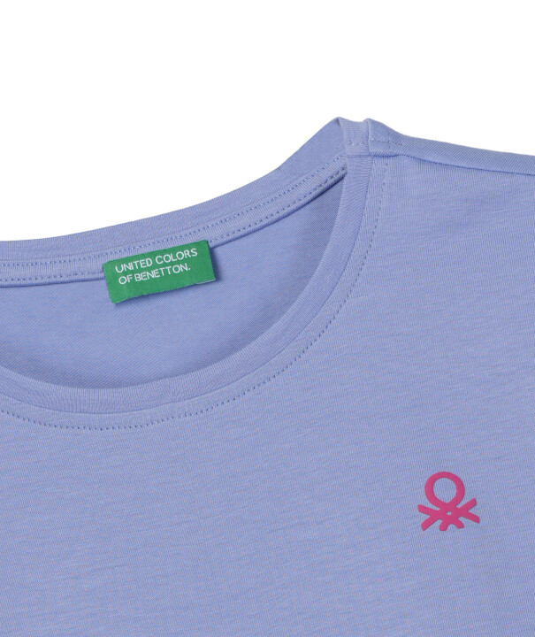 Kız Çocuk Kol Yırtmaçlı T-Shirt - Mavi - BENETTON
