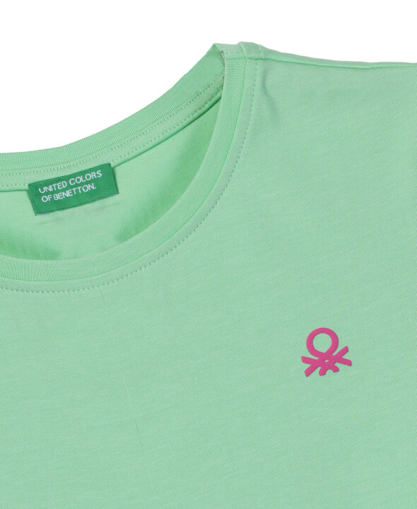 Kız Çocuk Kol Yırtmaçlı T-Shirt - Mint Yeşili - BENETTON